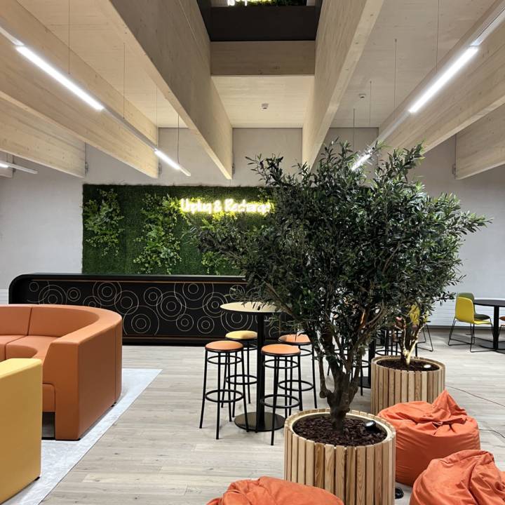 Coworking Space featuring seating and ceiling sky light