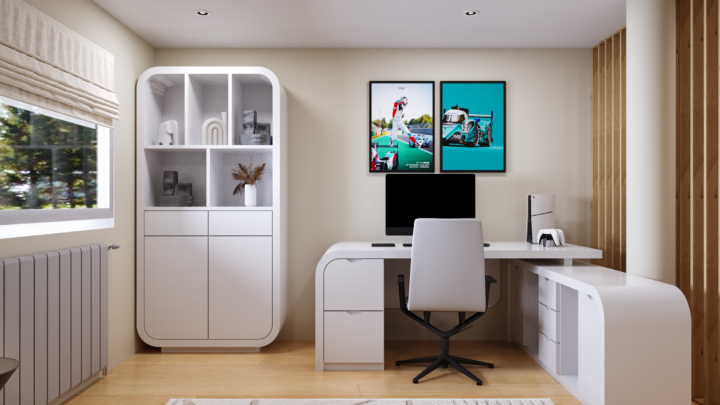 A 3D render of a planned renovation and interior design in Geneva