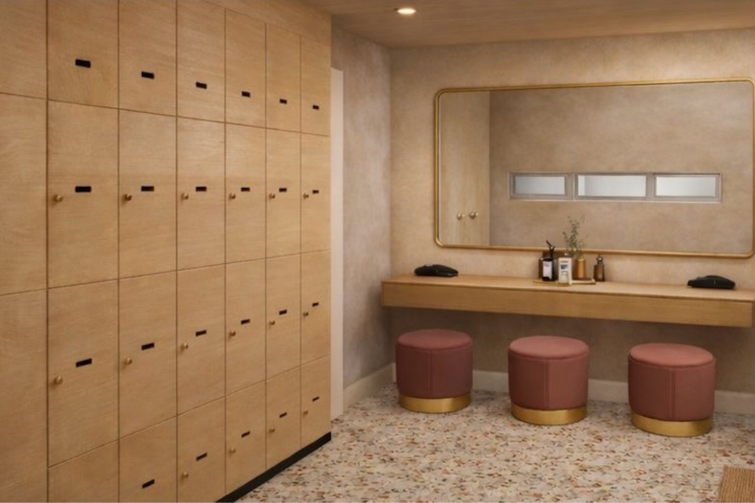 3D render: the changing room lockers